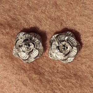 Silver Rose Earrings